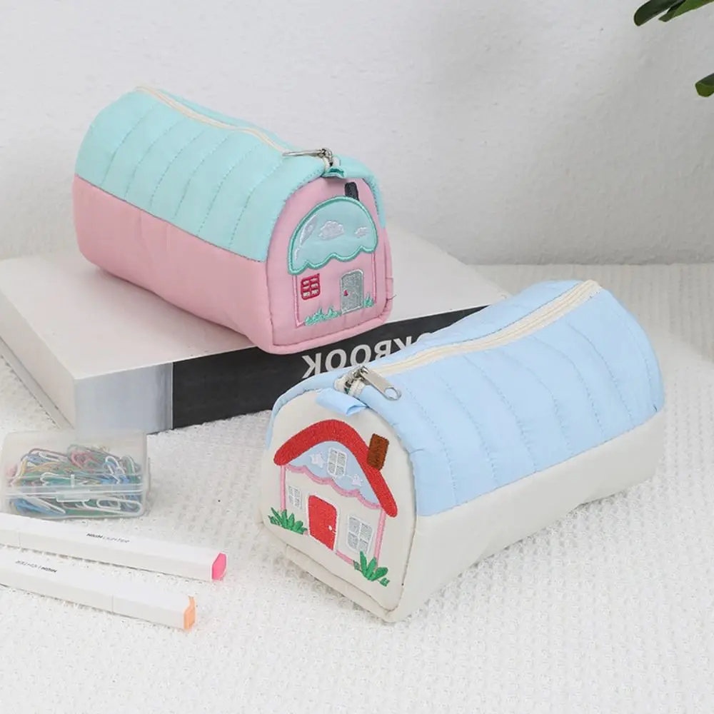 Cosmetic Bag Pencil Case Pouch Zipper Pen Pouch Cartoon House Pen Case Large Capacity Stationery Box Makeup Lipstick Bag