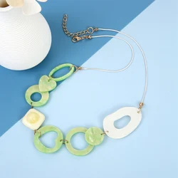 Green Round Heart Acrylic Pendants Necklace Collar Bib Necklaces for Women Jewelry Gifts