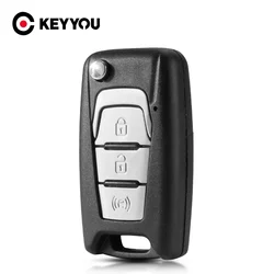 KEYYOU 3 Buttons Smart Key Shell Case For Ssangyong Korando New Actyon C200 2016 2017 Fob Folding Flip Remote Car Uncut Key