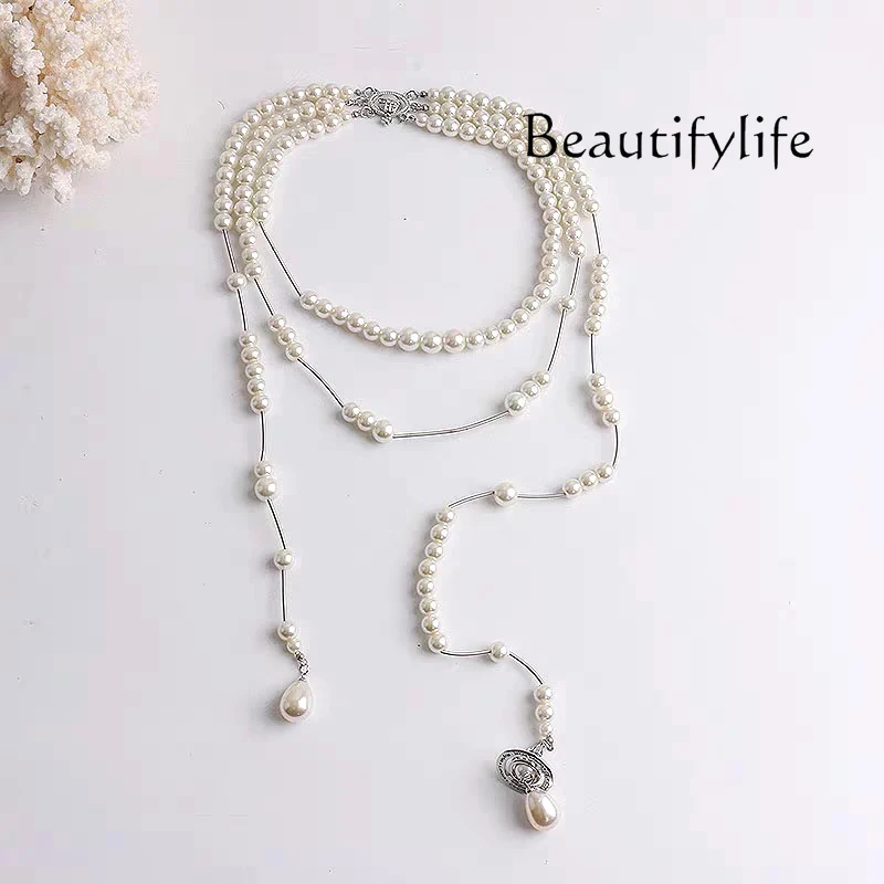 Necklace light luxury niche pearl collarbone chain high-end accessories neck chain dress accessories