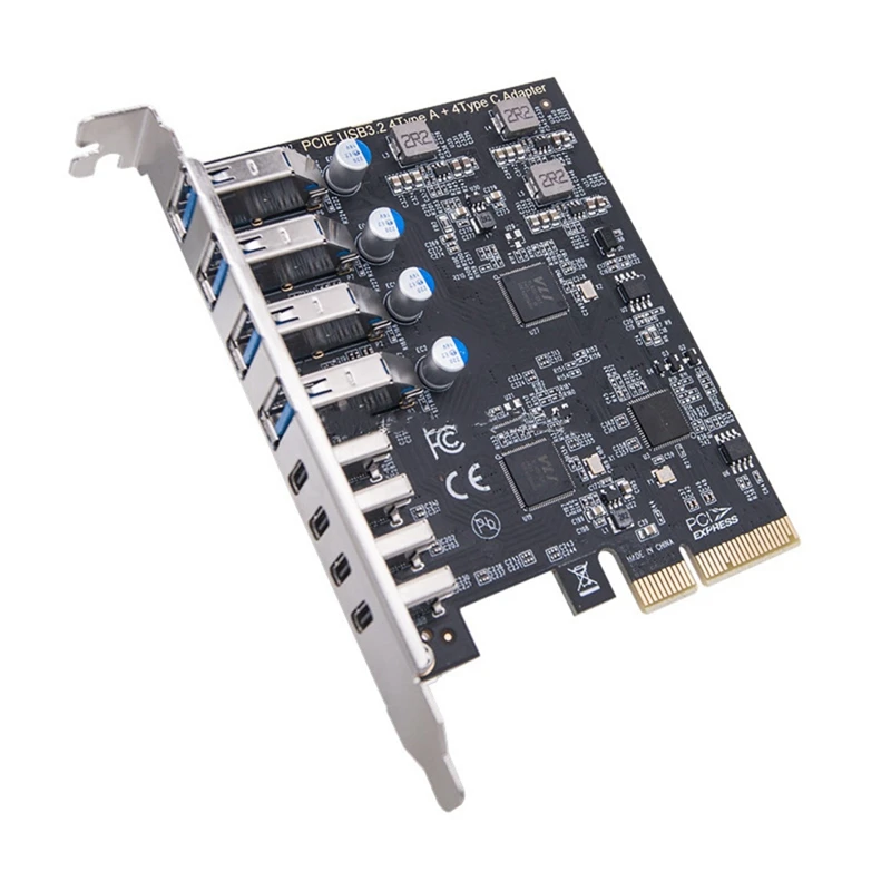 

8 Port USB 3.2 PCI-E Expansion Card Adapter Card 20Gbps 4 Type-C+4 Type-A Expansion Card For Desktop PC Host Card