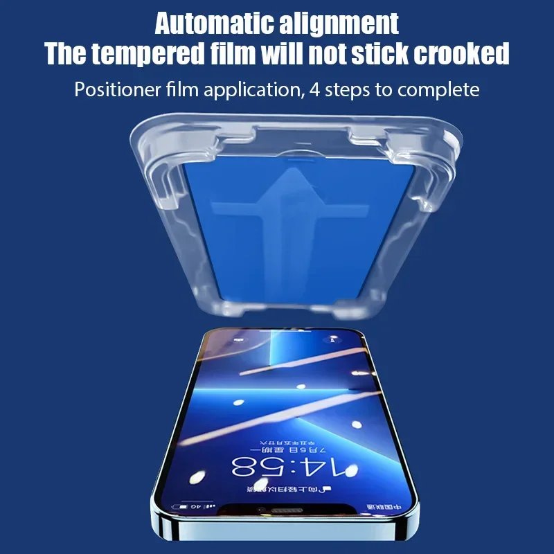 IPhone用スクリーンプロテクター,取り付けブラケット付きフルカバー強化ガラス,HD 15 pro max,14, 13, 12,11,15 plus