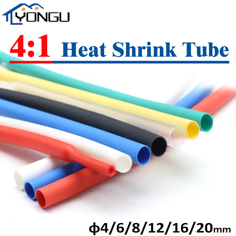 4:1 Heat Shrink Tube With Double Wall Glue Tube Colour Diameter 4 8 12 16 20mm