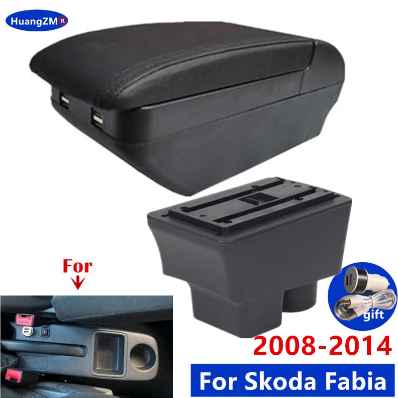 Für skoda fabia armlehne box für skoda fabia 2 auto armlehne box aufbewahrung sbox 2013-2019
