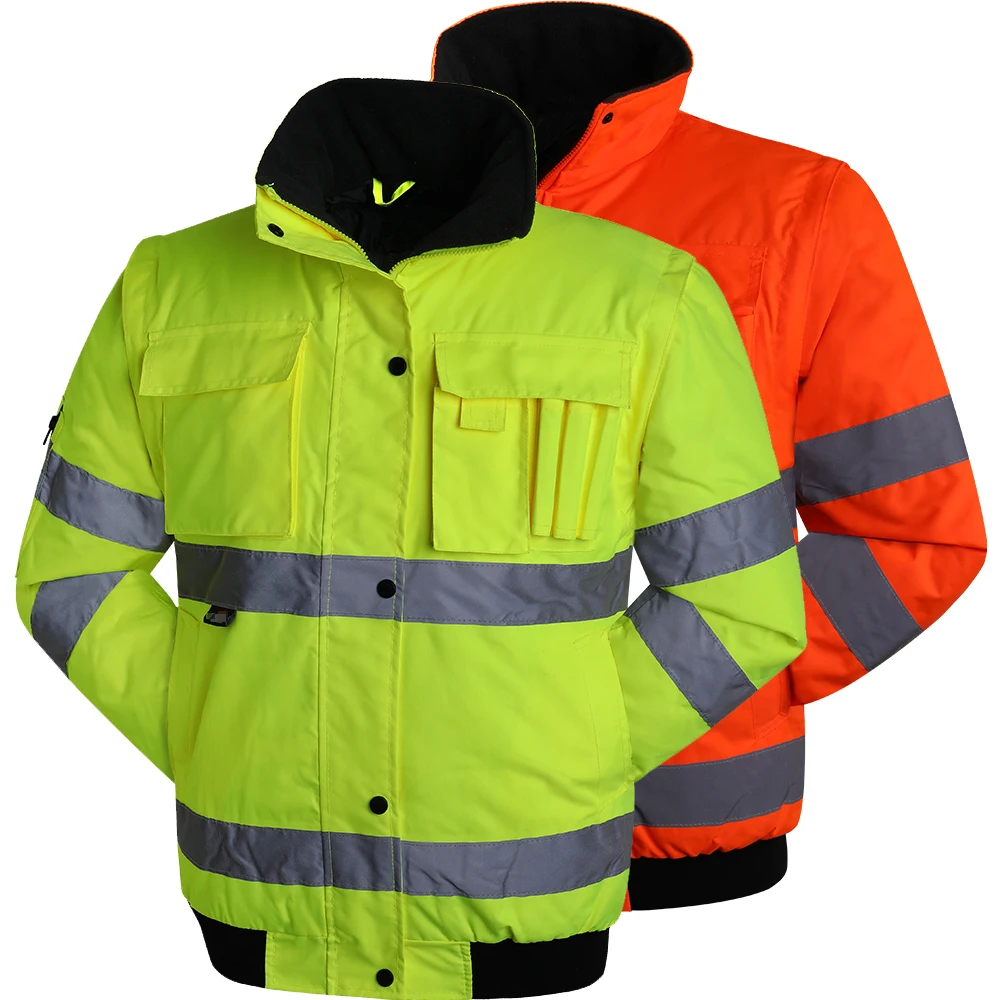 High Visibility Parka Windproof Jacket Waterproof Parka Men's Work Reflective Parka