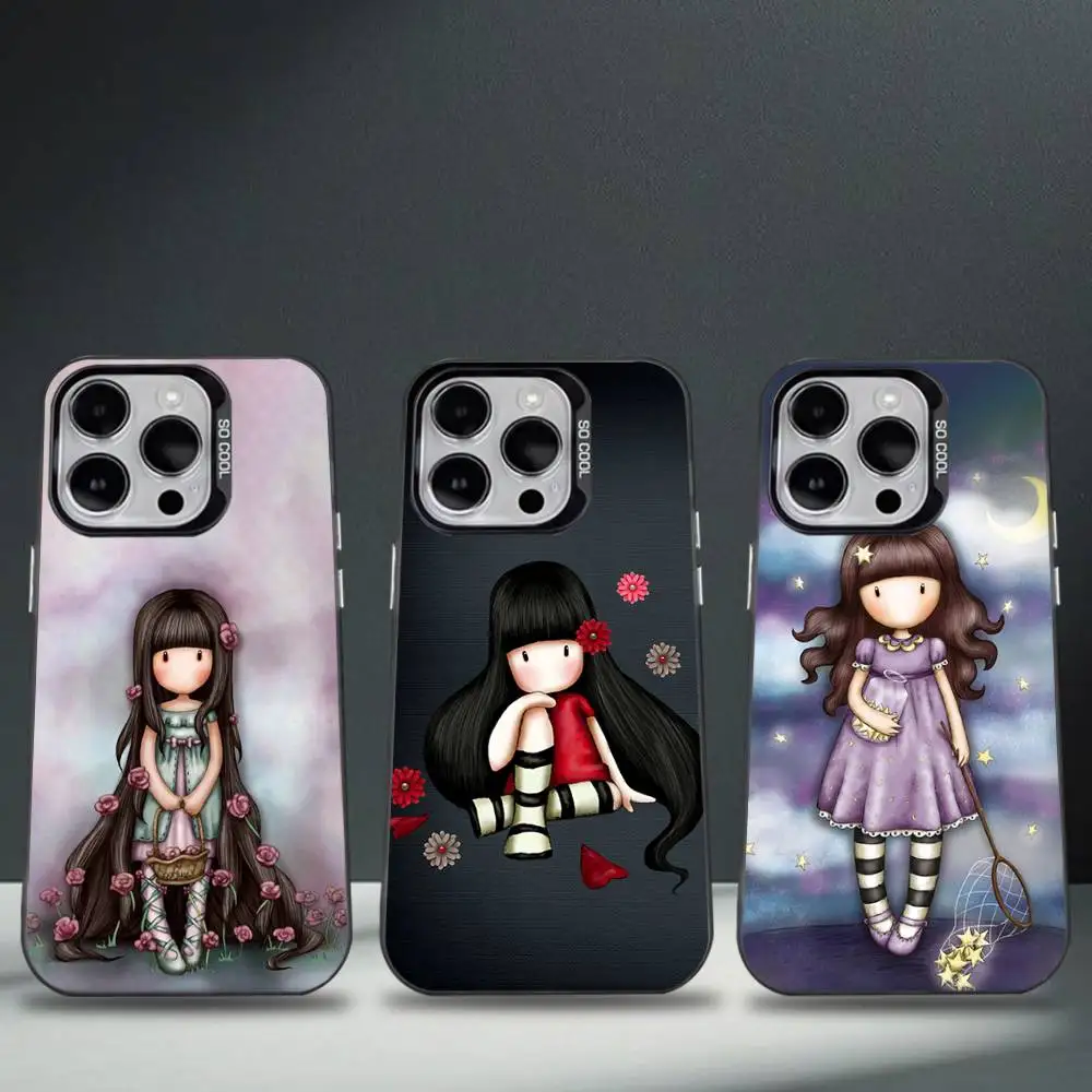 

S-Santoro G-Gorjuss Phone Case For iPhone 16,15,14,13,12,11,8,7,Pro,Max,Plus,Mini,XS,SE Anti Fall Black Matte Hard