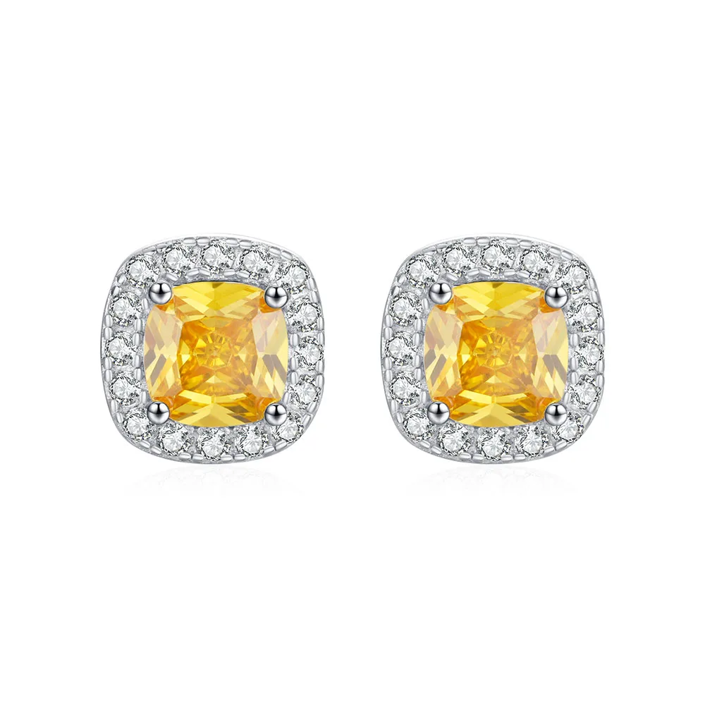 

Apexelle Brand Luxury Jewelry 925 Sterling Silver Stud Earrings Yellow Shining Zircon Stud Earrings For Women Jewelry