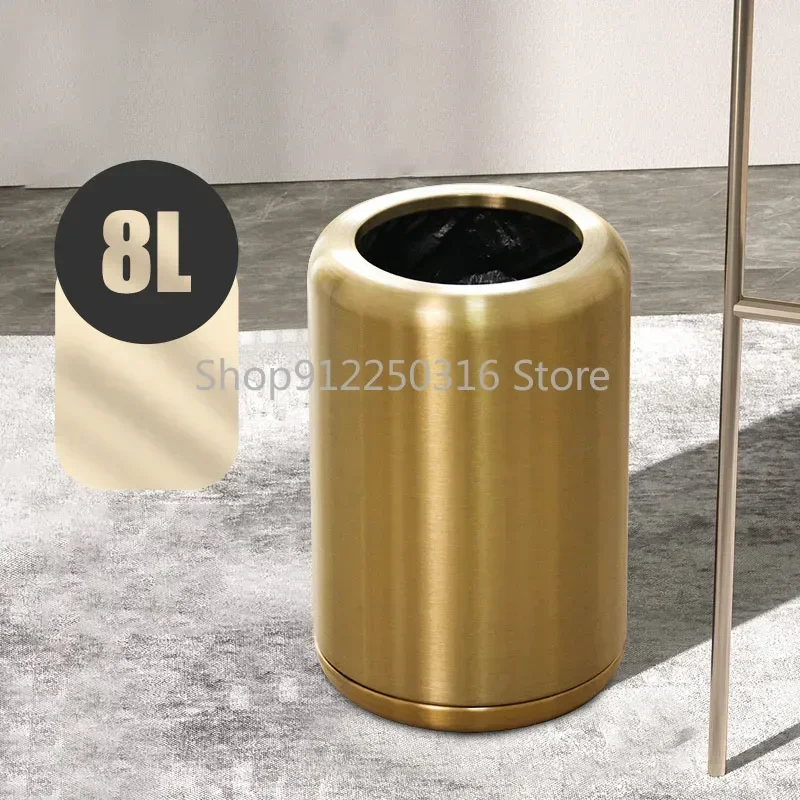 

Gold Kitchen Trash Bin Recycling Office Metal Aesthetic Waste Bin Stainless Steel Big Luxury Cubo De Basura Cleaning Tools Gift