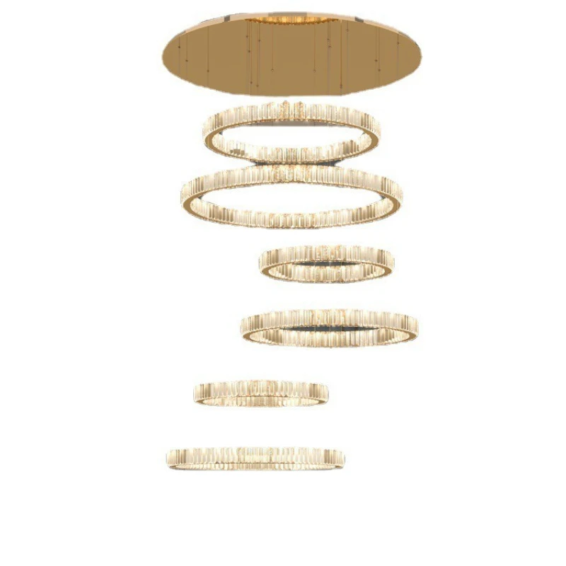 

Hollow hall chandelier, modern minimalist air jump floor lamp, villa crystal duplex rotating staircase chandelier