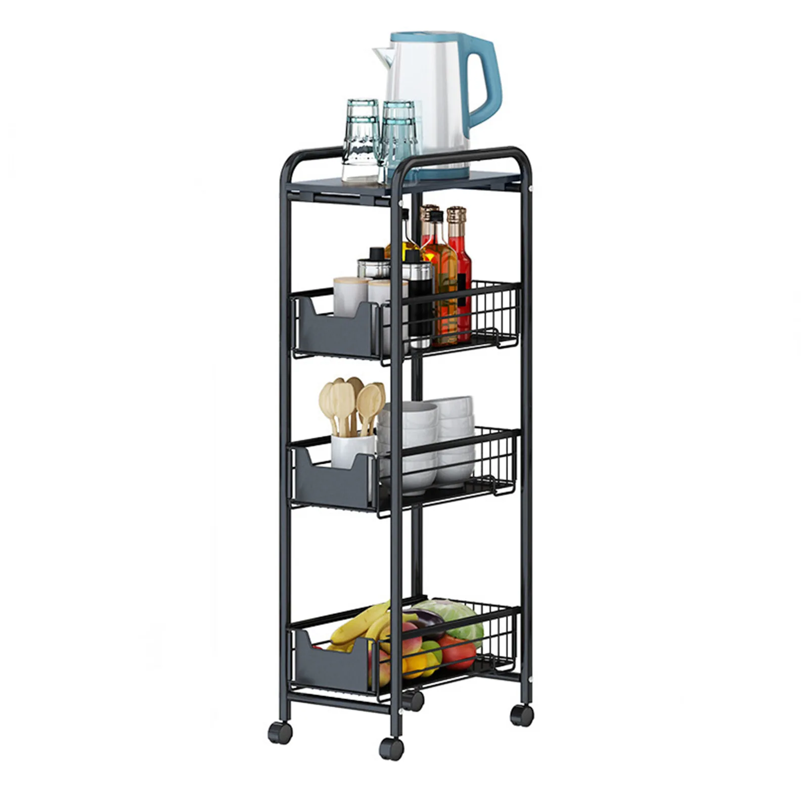 

4-layer kitchen cart - ultra-thin and practical cart storage rack for drawers - sliding out