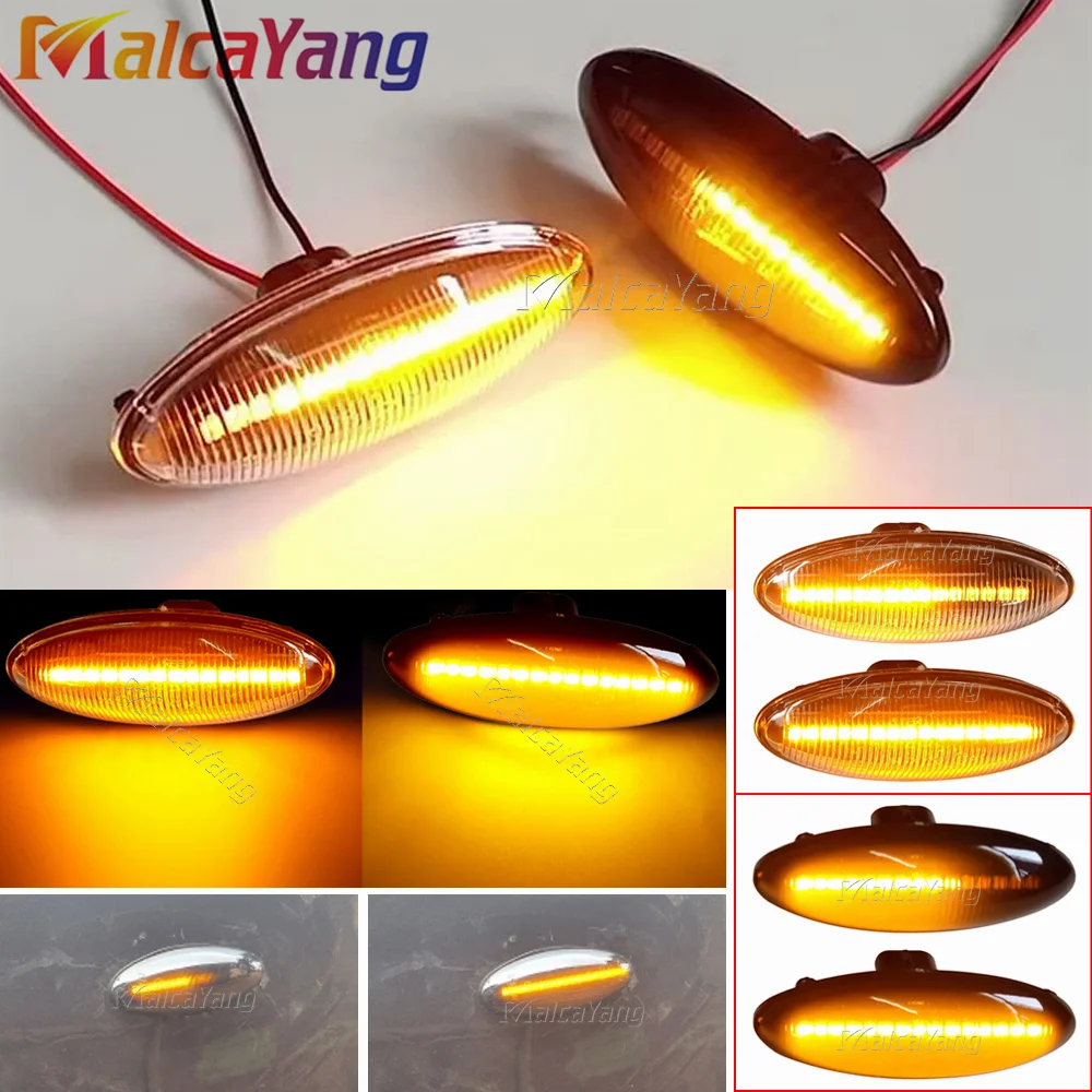 Lot de 2 marqueurs latéraux dynamiques à LED, avec clignotant et indicateur répéteur, adaptés à Toyota Yaris COROLLA Auris Mk1 E15 RAV4 Mk3