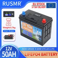 12V 50Ah LiFePO4 Battery Built-in BMS Lithium Iron Phosphate Waterproof Cell For RV Campers Golf Cart Solar Boat Electric Motor