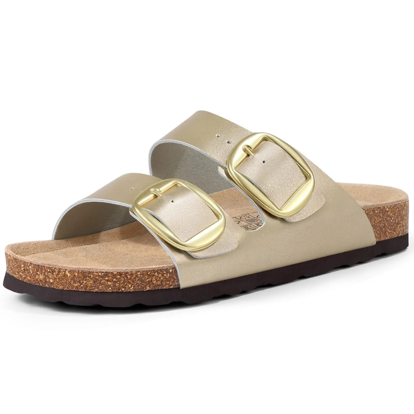 Kidmi Women's Flat Sandals With Cork Footbed And Adjustable Straps_voghion.com