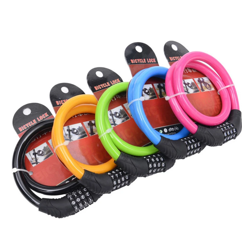 Bicycle Lock 4 Digit Code 600mm*12mm Anti-theft Lock Bike Security Accessory Steel Cable Cycling Bicycle Lock