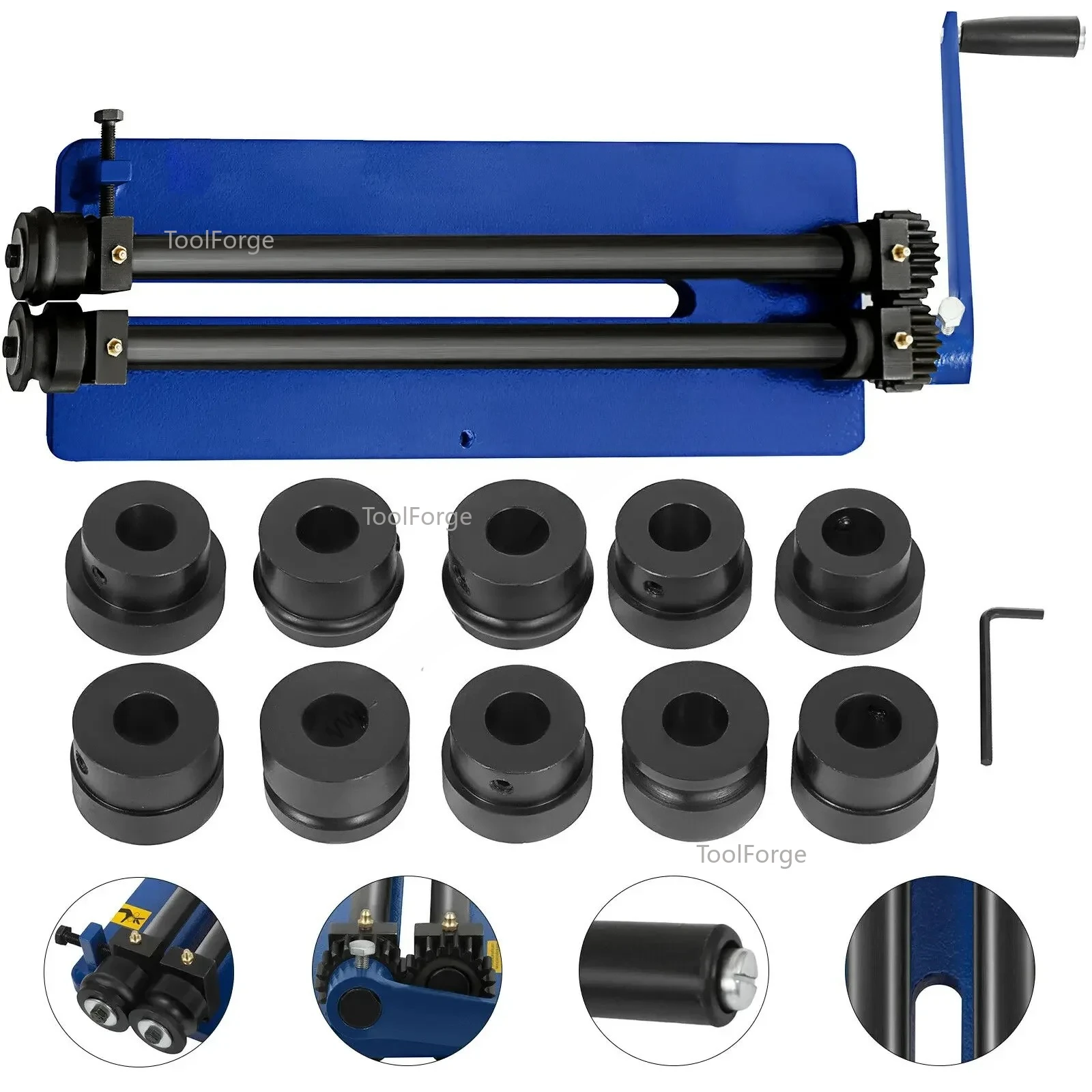 Roller Bending Machine 18 inch Sheet Metal Bead Roller With 6 Sets Dies For Producing Strengthening Ribs Throat Depth 45.72 cm