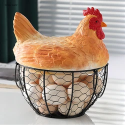 Resin Hen Egg Basket Fruit Potato Sundries Basket Creative Storage Iron Woven Organization Kitchen Decoration Home Storage NEW