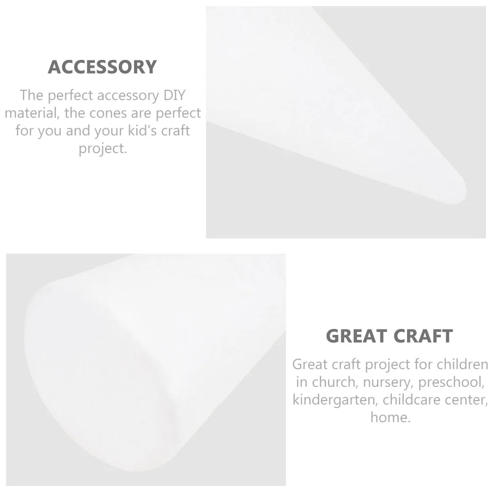 

4pcs White Foam Cones Smooth Premium Diy Craft Material For Christmas Tree Candy Tower Unicorn Horn Kids Art Projects