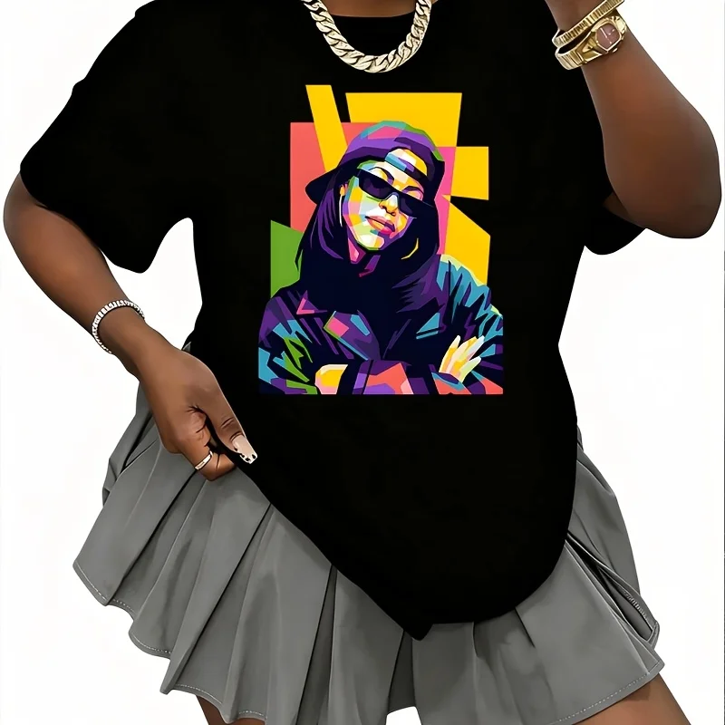 Aliyah R&B Icon Pop Art Women's 100% Cotton T-Shirt Short Sleeve Top Casual Round Neck Fun Print Tee S-5Xl