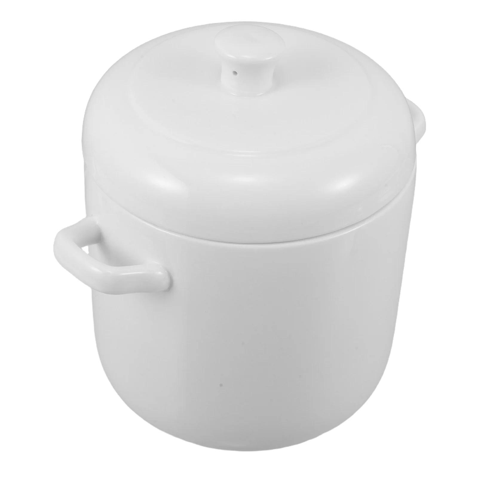 

950Ml Ceramic Soup Pot with Lid White Porcelain Stew Pot Dual Handle Heat Retention Even Distribution for Steam Cooking and