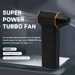 Mini Turbo Jet Fan 150000RPM Wind Speed 2 M/s Brushless Motor Handheld Duct Fan High-Performance Cyclone Turbo Electric Blower