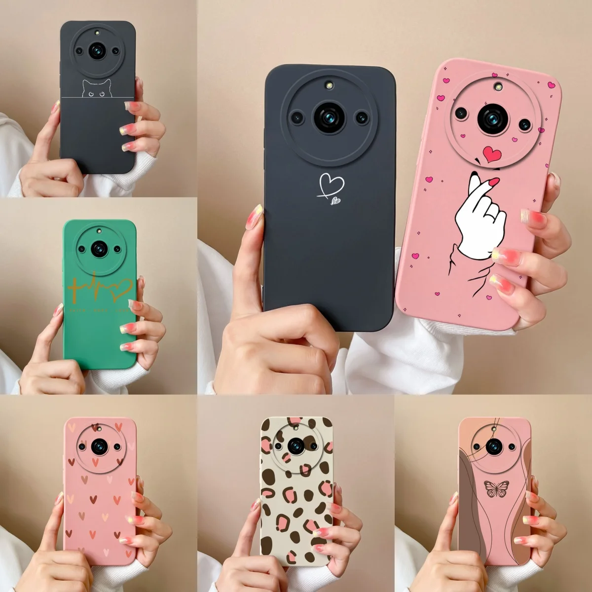 

For OPPO Realme 11 Pro 11 Pro Plus Narzo 60 Pro Phone Case Love Heart Silicone Liquid Fall Prevention Shockproof Durable Cover