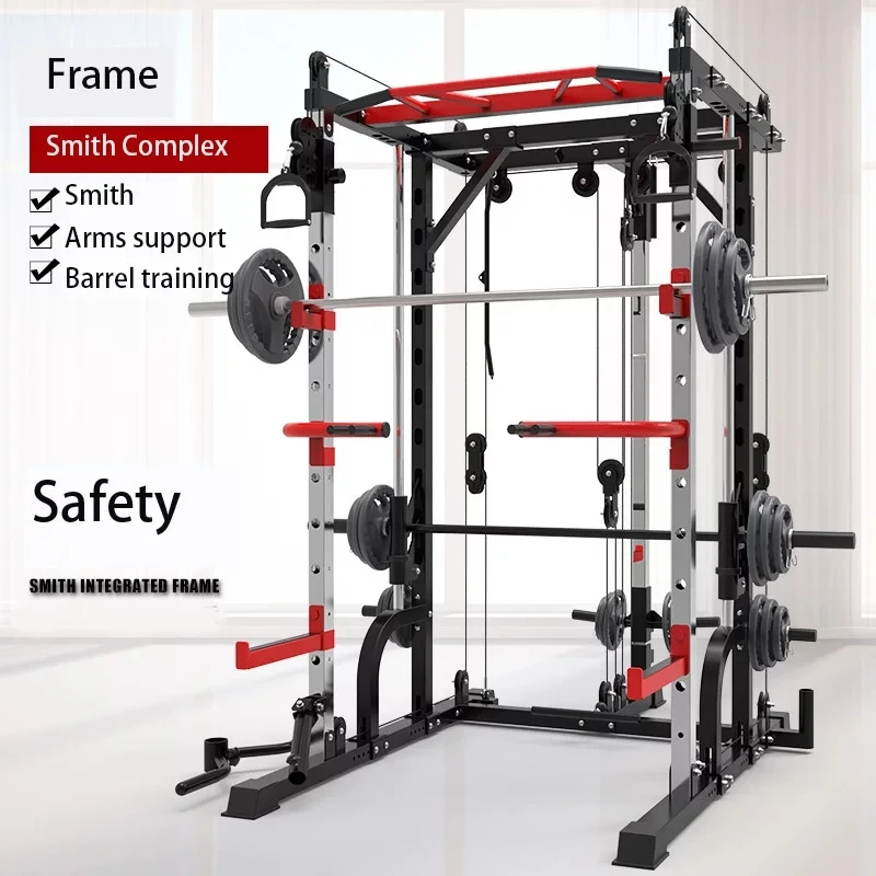 Gym Commercial Multi-Functional Squat, Weightlifting, Indoor, Arm Strength Machine, Leg Pedaling, Smith Machine