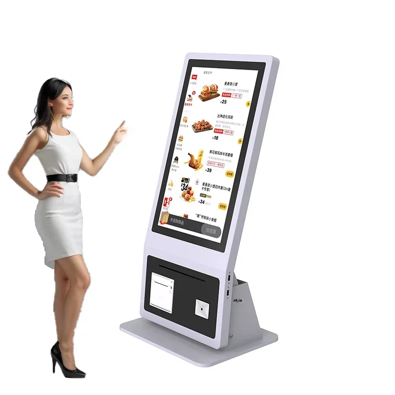 เครื่องจัดระบบ POS อัตโนมัติตู้ LCD ทัชสกรีนขนาดเล็กบริการตนเอง