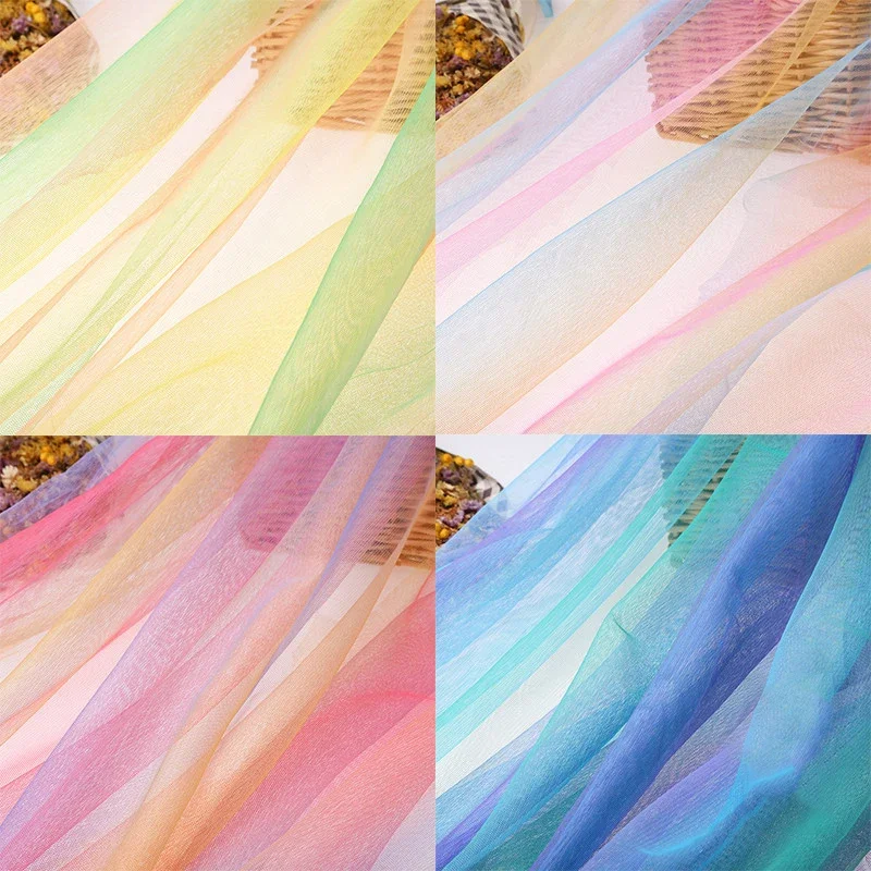 155X100 Cm kolorowy nadruk tęczy tiul tkanina DIY szycie Baby Shower Tutu spódnica księżniczka sukienka dekoracje weselne