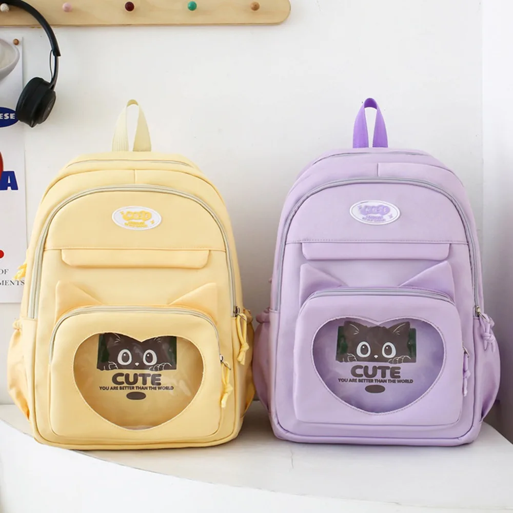 3 ピース/セットナイロン透明スクールバックパック防水大容量学生 Ita-bag 鉛筆バッグ文具収納