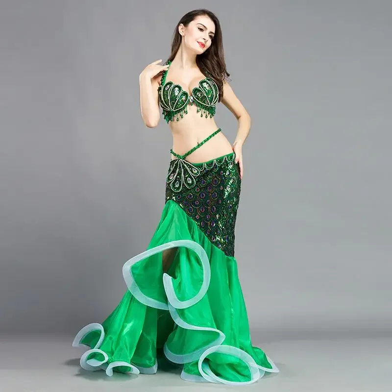Ropa de baile de gama alta para mujer, traje de danza del vientre, sujetador y falda, conjunto de 2 uds., ropa de baile para escenario, novedad de 2023, 8808