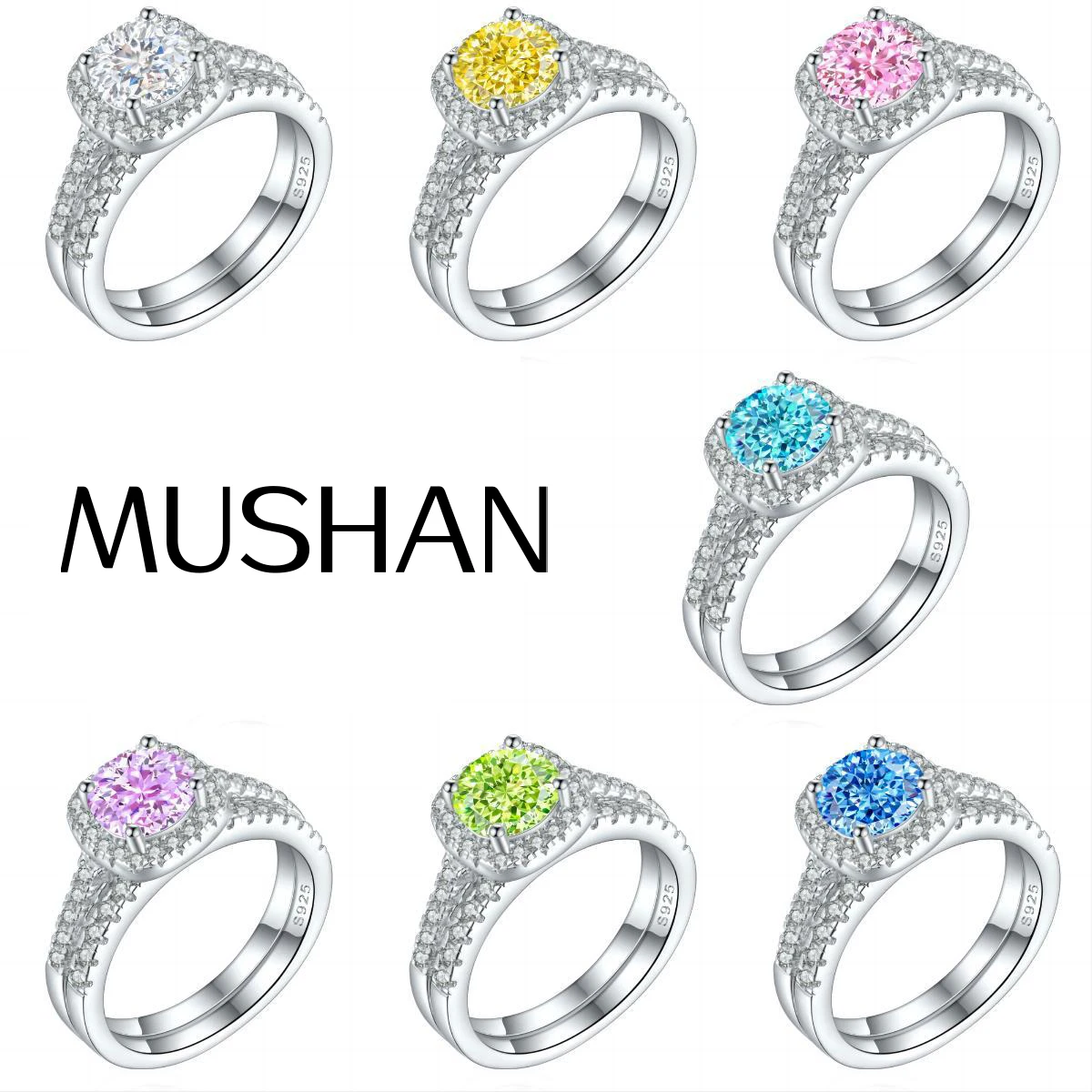 

MuShan Jewelry 925 Sterling Silver Ring Wedding Band High Carbon Diamond Valentine Gift Romantic Style Women Rings Fine Jewelry