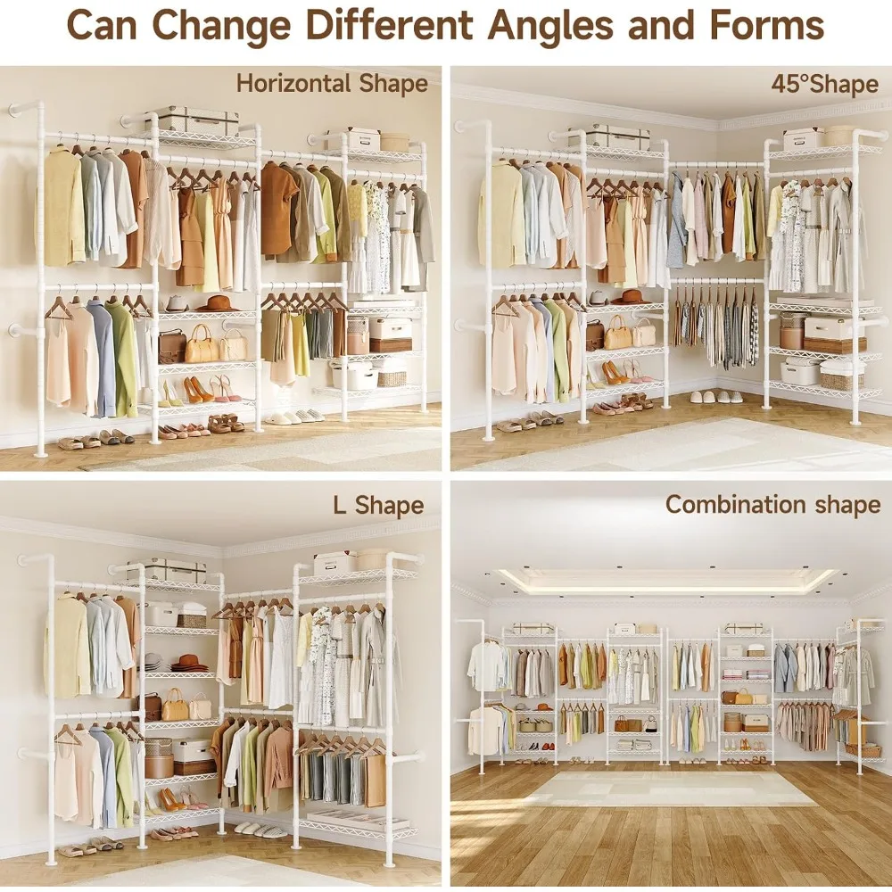 H4 Wall Mounted Closet System, Expandable Industrial Pipe Clothing Rack image 6