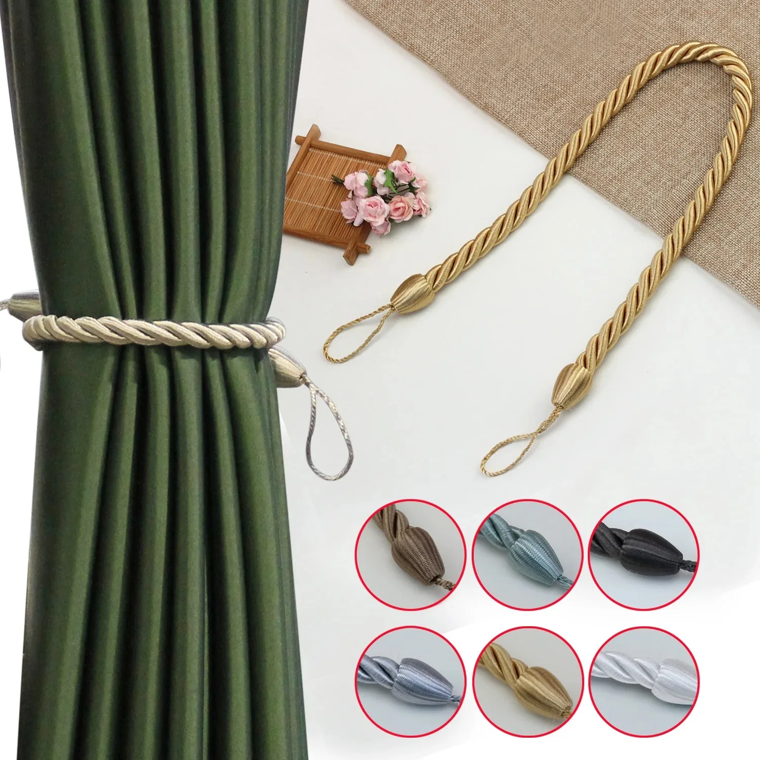 2Pcs Curtain Rope Buckle Large Rope Cotton Curtain Drape Tie Backs Holdbacks Tieback Home Decoration Curtain Accessory ﻿