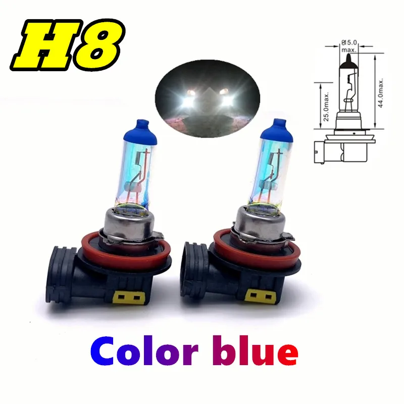 

2 Pcs H8 12V55W Rainbow Blue Plasma PGJ9-1 Car Quartz Halogen Bulb Fog Lamp Automobile Headlamp