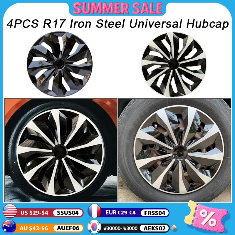 

4PCS Universal Wheel Cover R17 Inch Hubcap Replacement Hub Caps Wheel Rim Cover Snap On SUV Truck PP Tire Accessories Wheel Cap