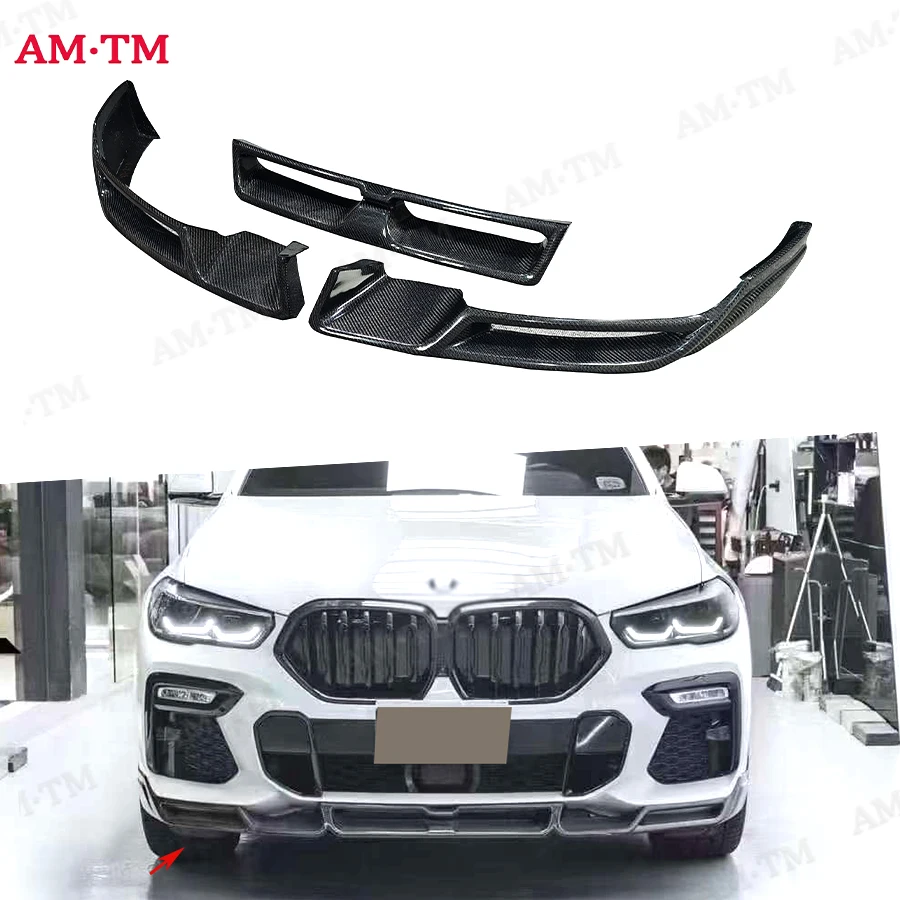 

For BMW X6 Series G06 2019-2023 LD Style Carbon Fiber Front lip Car Front Bumper Diverter Spoiler Upgrade body kit