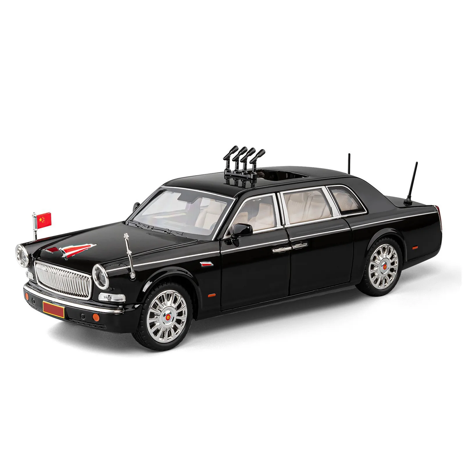 1:24 HONGQI L5 Alloy Limousine Luxy Car Diecast Model 70th Anniversary Parade Car Collect Dispaly Ornament Gift for Boys Kid Toy