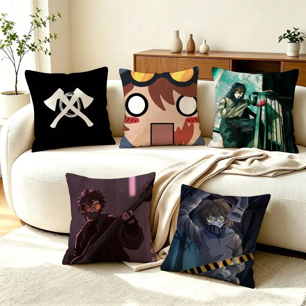C-Creepypasta Ticci Toby Square Double-Sided printed Pillow Case Bedroom Bedside Pillow Sofa Cushion Cover