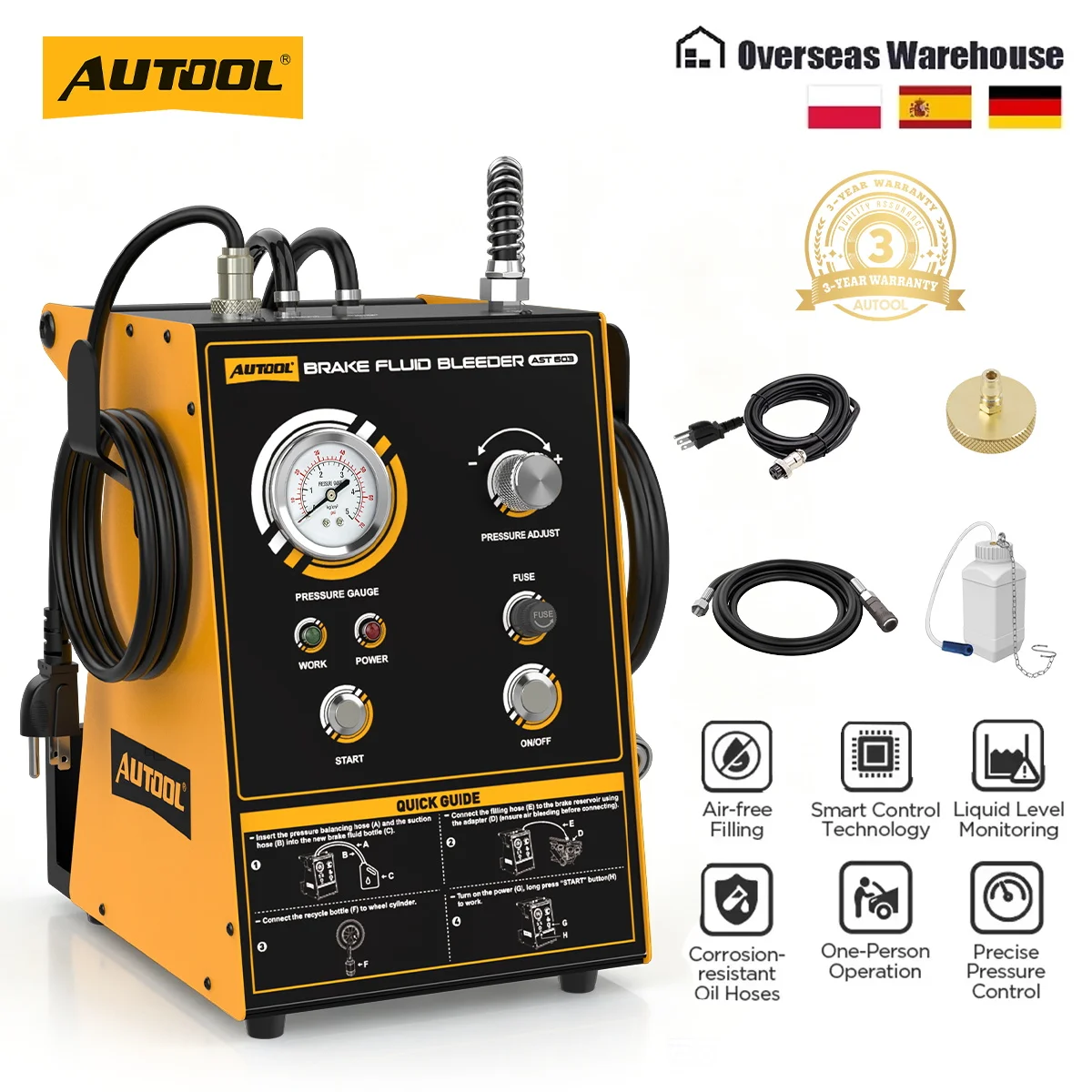 AUTOOL AST603 Pulsating Brake Fluid Bleeder Kit 220V/110V Brake Oil Exchanger Machine Car Fast Extractor Pump For Vehicles