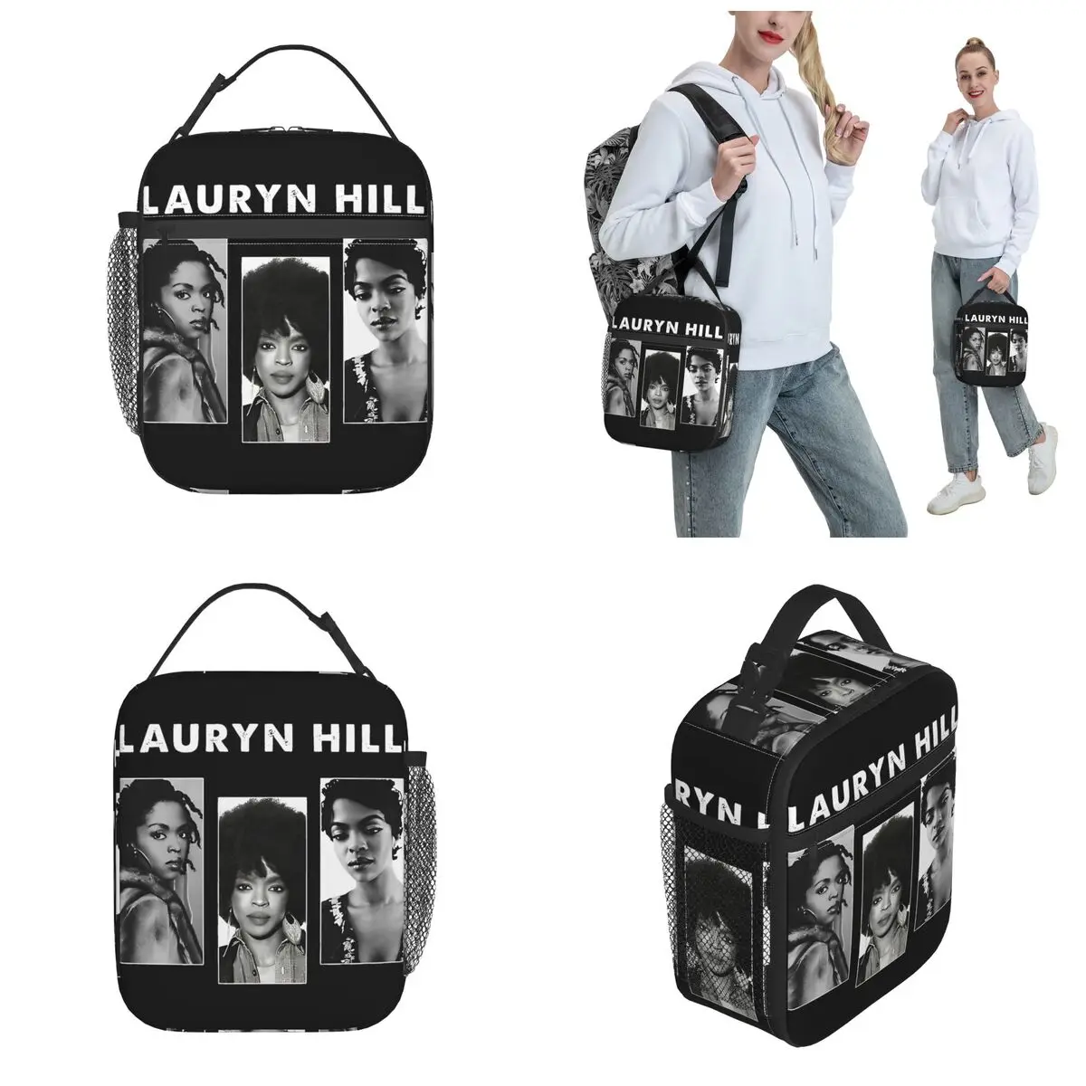 Bolsa de almuerzo aislada Vintage Music Lauryn Hill Fugees Merch para el trabajo, bolsa de almacenamiento de alimentos, enfriador portátil, caja térmica Bento