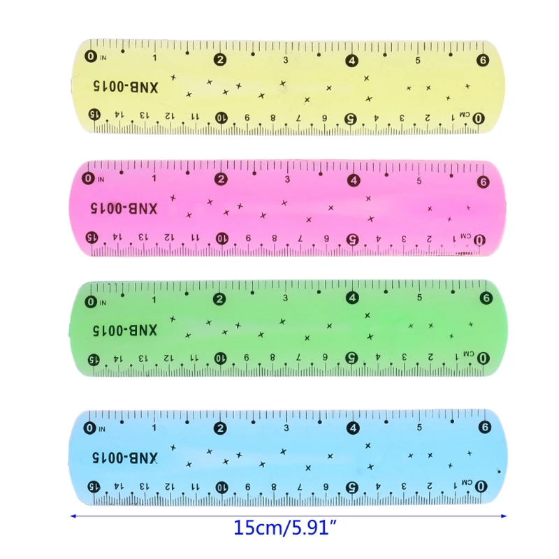 Y1UB Transparent Soft Ruler 15cm/6'' Plastic Flexible for Kid Student Measuring Korean Stationery School Supplies