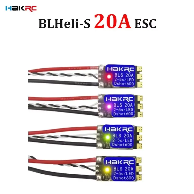 HAKRC BLS 20A S20A BLHeli-S Dshot150/300/600 2-5S vitesse sans brosse ESC LED RGB intégrée pour Drone Freestyle de course FPV bricolage