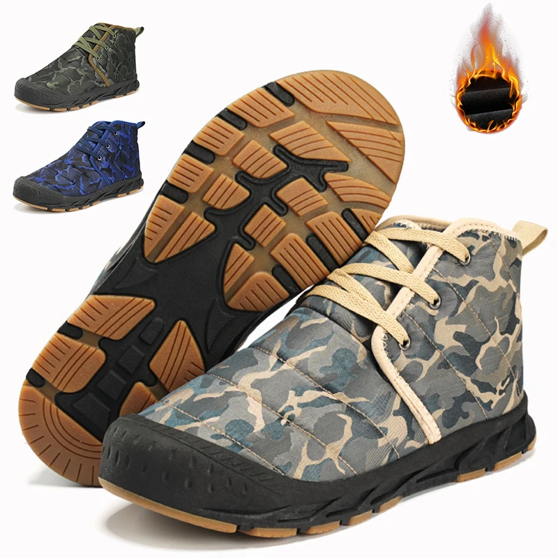 

Мужские зимние ботинки босиком, водонепроницаемые, теплые, нескользящие, на меху, минималистичные высокие ботинки, термоплюшевая обувь, походные прогулочные кроссовки
