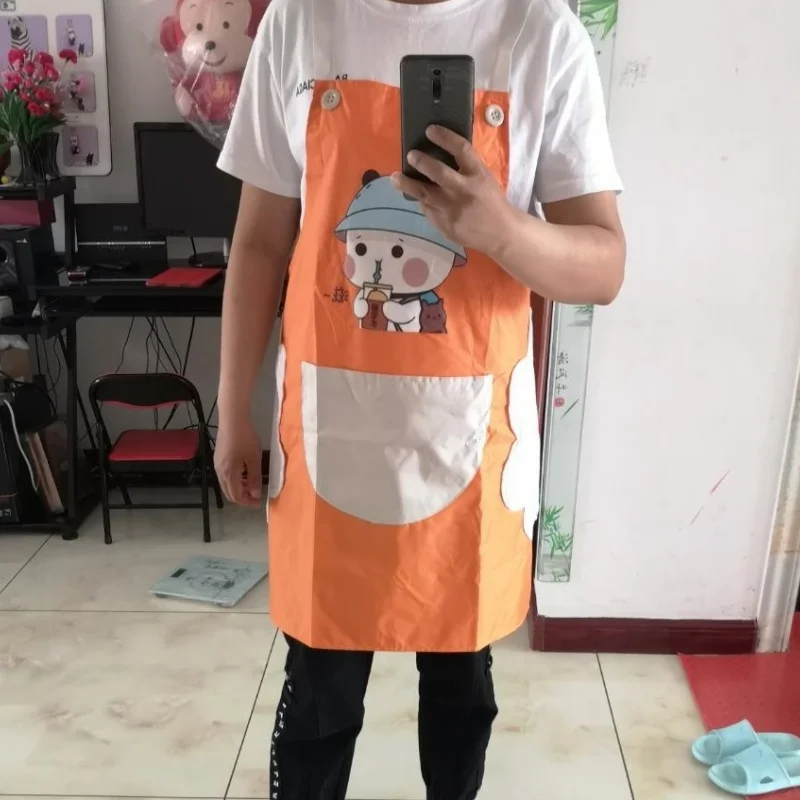 2024 New Bubu And Dudu Printing Apron Home Hotel Hotel Kitchen Waterproof Oil Proof Apron Fashionable And Cute Apron Wipeable