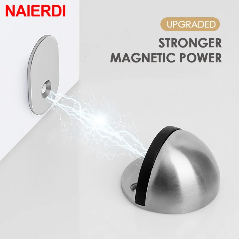 NAIERDI Magnetic Door Stops Rubber Stainless Steel Magnetic Nail-free Door Stopper,For Home,Kitchen,Bedroom Furniture Hardware