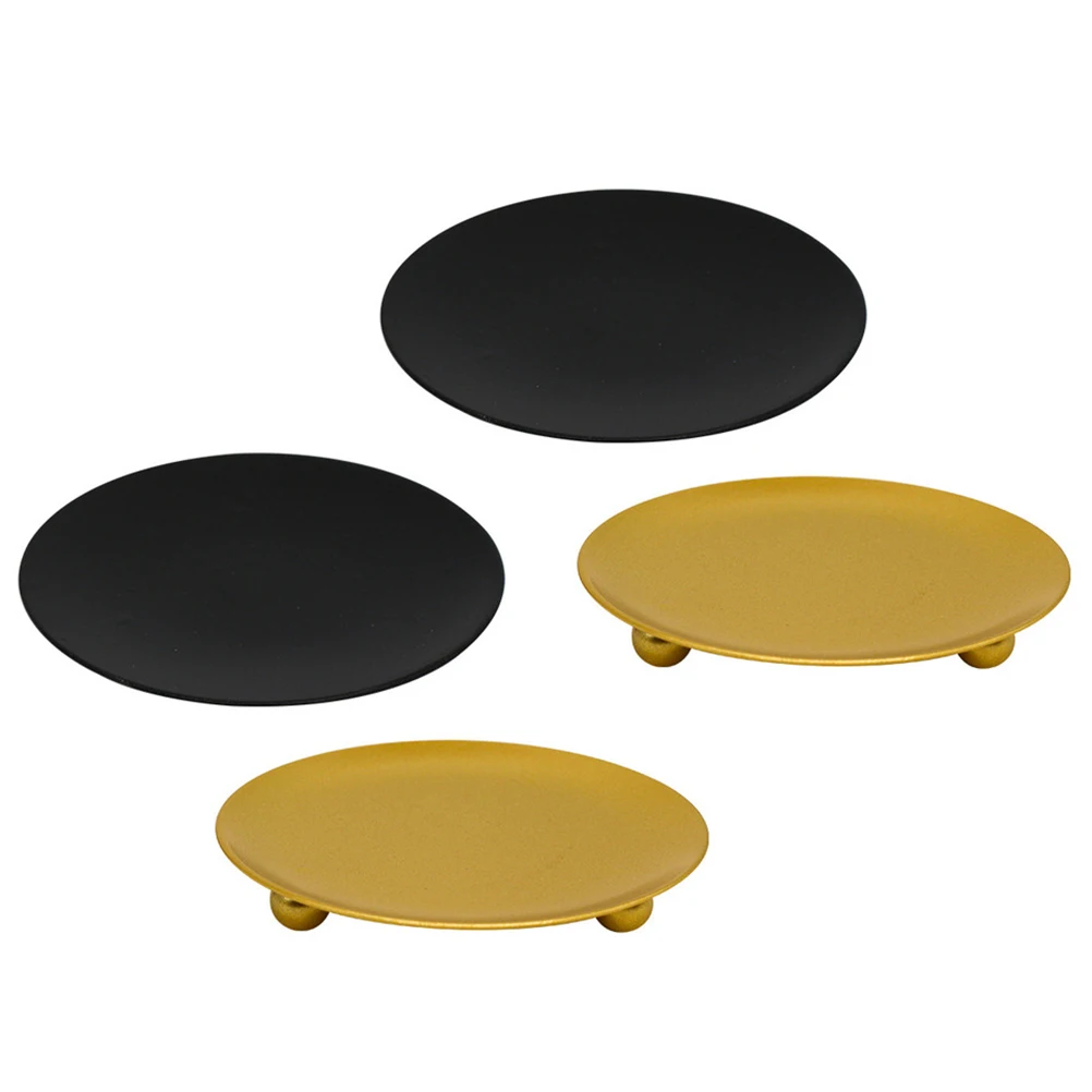 

4Pcs Iron Decorative Pillar Holders Sturdy Plate Stand Bedroom Bathroom Desktop Decoration Desktop Decoration