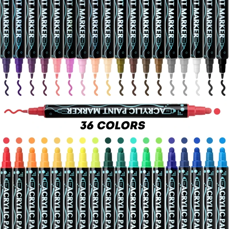 12/24/26/30 Colors Double Ended Acrylic Paint Marker Waterproof Acrylic Marker