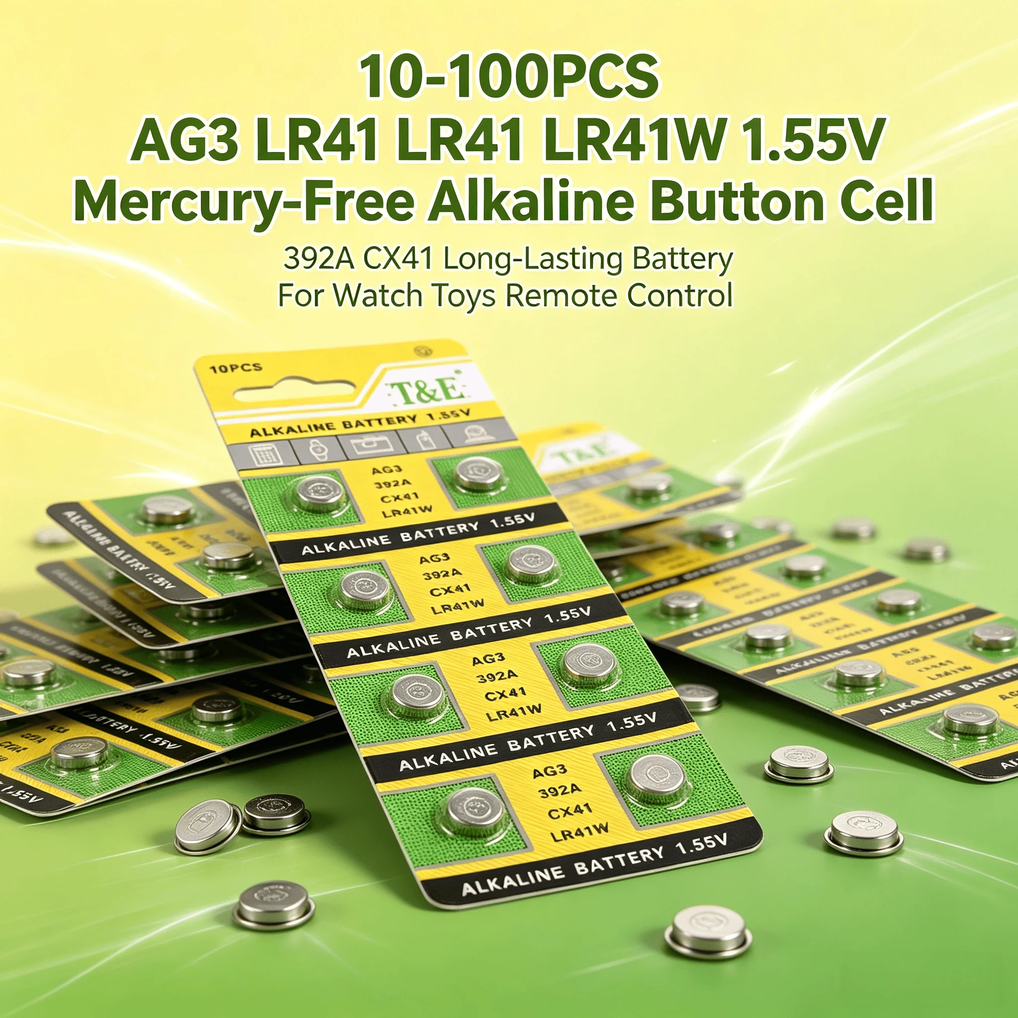 10-100PCS AG3 LR41 LR41W 1.55V Mercury-Free Alkaline Button Cell 392A CX41 Long-Lasting Battery For Watch Toys Remote Control