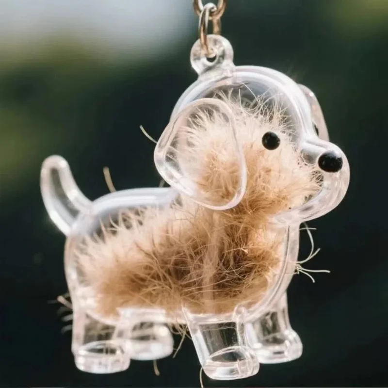 5Pcs Transparent Puppy Keychain, Storage Box for Puppy Hair, Keeps the Puppy's Hair as a Keepsake, Transparent Pet Hair Keychain, Portable Pet Hair Memorial Bottle, Pet Hair Memorial Collection Storage Box Keychain, Dog Memorial Capsule, Pet Hair Collection Bottle with Keychain