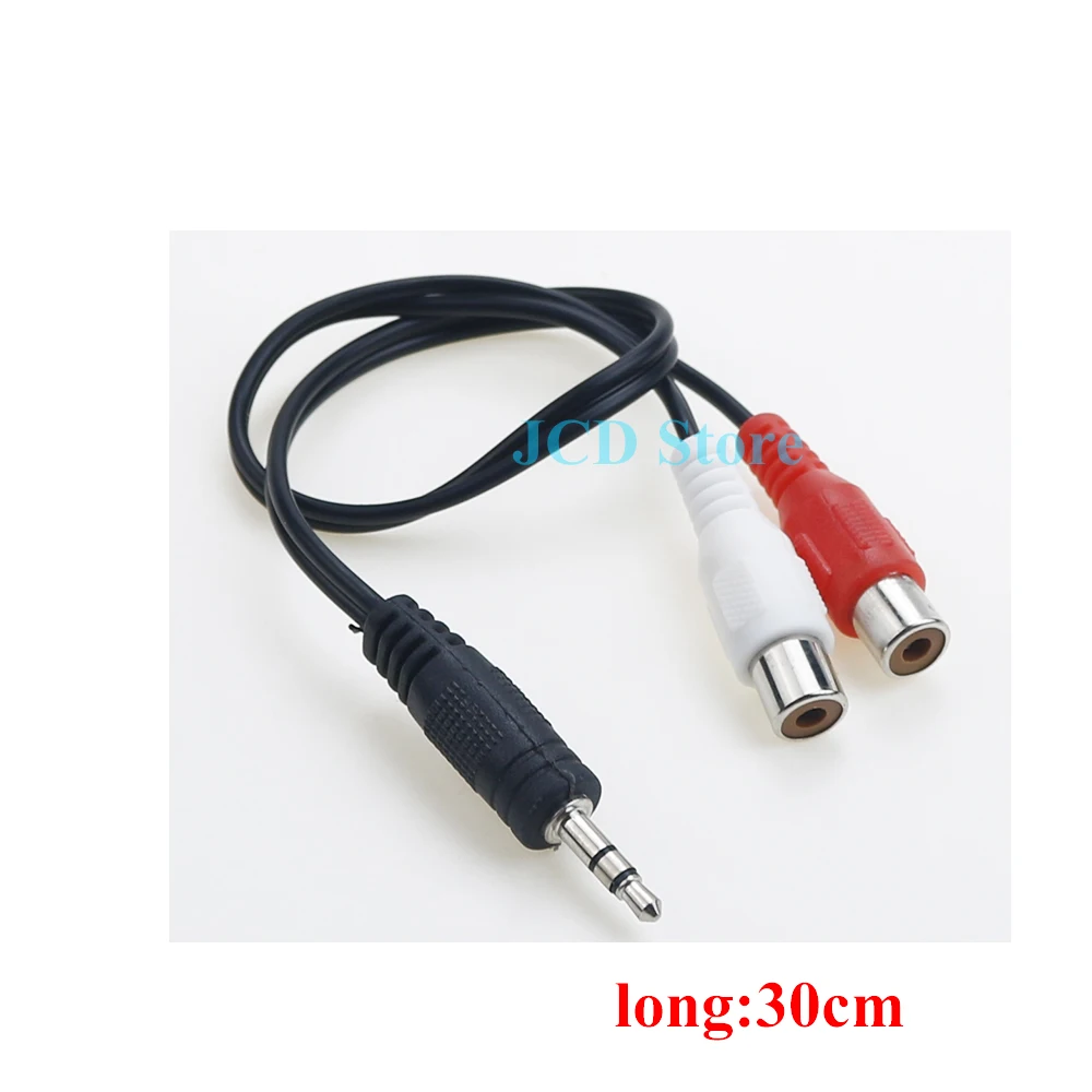 1PCS 3.5mm Jack Male Female to 2 RCA Stereo Audio Cable Converter Adapter Cord TV AV Connection Line